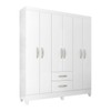 Guarda-Roupa Solteiro Brasília 6 Portas 2 Gavetas Branco Brilho - Atualle Móveis