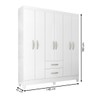 Guarda-Roupa Solteiro Brasília 6 Portas 2 Gavetas Branco Brilho - Atualle Móveis