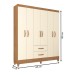 Guarda-Roupa Solteiro Brasília 6 Portas 2 Gavetas Canelato Rústico/Natura/Off White - Atualle Móveis