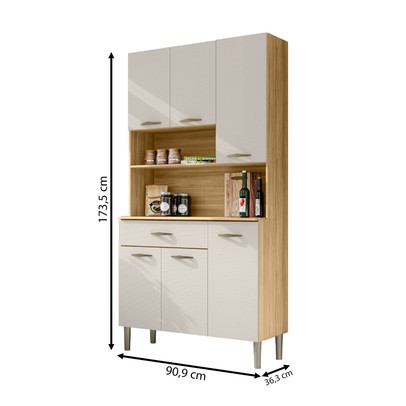 Armário de Cozinha Apolo 6 Portas 1 Gaveta Freijó/Soft - Kits Paraná