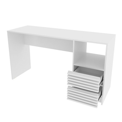 Mesa para Escritório 2 Gavetas Ripado Me4174 Branco - Tecno Mobili
