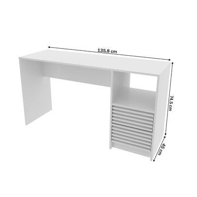 Mesa para Escritório 2 Gavetas Ripado Me4174 Branco - Tecno Mobili