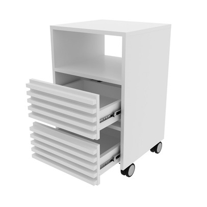 Gaveteiro com Rodízios 2 Gavetas Ripado Me4175 Branco - Tecno Mobili
