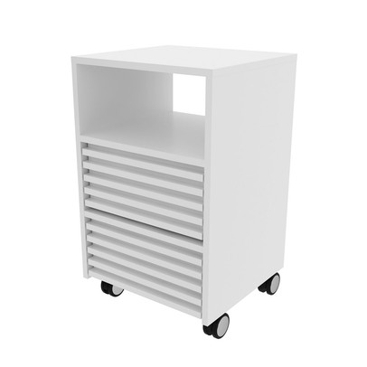 Gaveteiro com Rodízios 2 Gavetas Ripado Me4175 Branco - Tecno Mobili