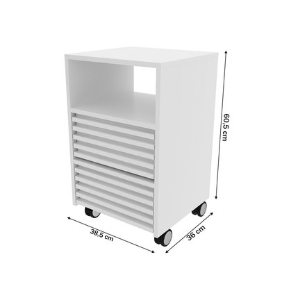Gaveteiro com Rodízios 2 Gavetas Ripado Me4175 Branco - Tecno Mobili