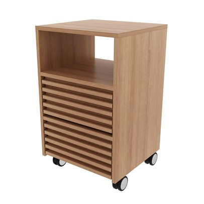 Gaveteiro com Rodízios 2 Gavetas Ripado Me4175 Amêndoa Tecnomobili - Tecno Mobili