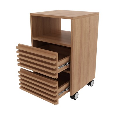 Gaveteiro com Rodízios 2 Gavetas Ripado Me4175 Amêndoa Tecnomobili - Tecno Mobili