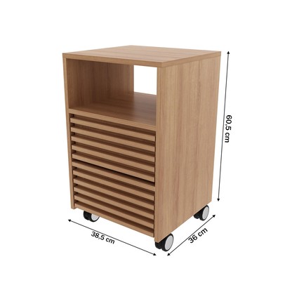 Gaveteiro com Rodízios 2 Gavetas Ripado Me4175 Amêndoa Tecnomobili - Tecno Mobili