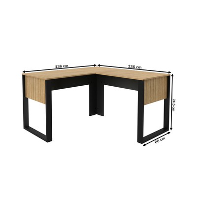 Mesa Escritório Me4181 Amêndoa/Preto - Tecno Mobili