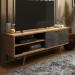 Rack para TV Até 55 Polegadas 2 Portas R1482 Amêndoa/Mármore Lunar - Tecno Mobili