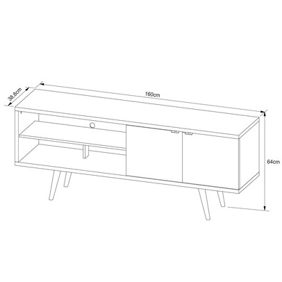 Rack para TV Até 55 Polegadas 2 Portas R1482 Amêndoa/Mármore Branco - Tecno Mobili