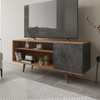 Rack para TV Até 42 Polegadas 1 Portas R1486 Amêndoa/Mármore Lunar - Tecno Mobili