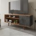 Rack para TV Até 42 Polegadas 1 Portas R1486 Amêndoa/Mármore Lunar - Tecno Mobili
