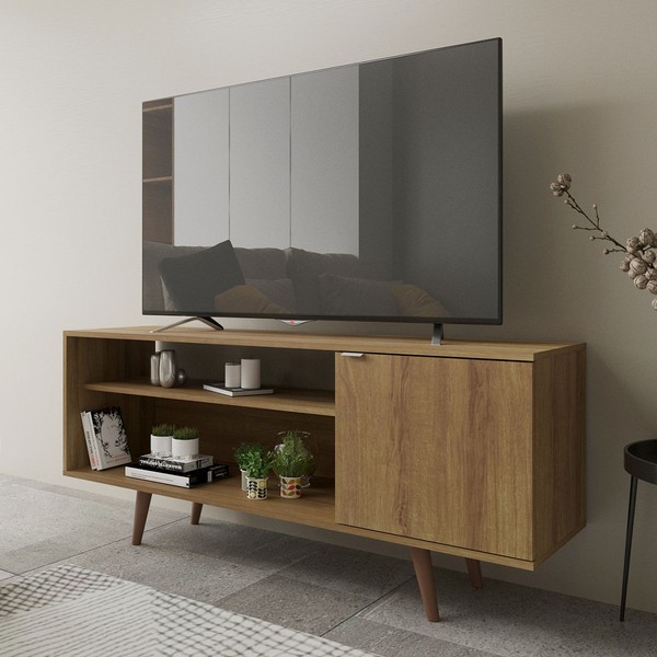Rack para TV Até 42 Polegadas 1 Portas R1486 Amêndoa - Tecno Mobili