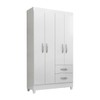Guarda-Roupa Solteiro Brasília 4 Portas 2 Gavetas Branco Brilho - Atualle Móveis