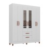 Guarda-Roupa Solteiro Fortaleza 6 Portas 2 Gavetas com Espelho Branco Brilho - Atualle Móveis