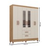 Guarda-Roupa Solteiro Fortaleza 6 Portas 2 Gavetas com Espelho Canelato Rústico/Natura/Off White - Atualle Móveis