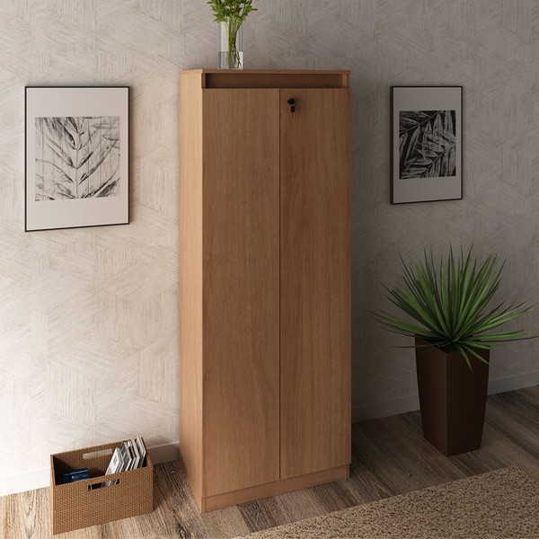 Armário para Escritório Alto 2 Portas com Chave Me4151 Amêndoa - Tecno Mobili