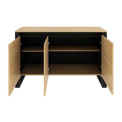 Armário para Escritório Horizontal 3 Portas Me4147 Amêndoa/Preto - Tecno Mobili