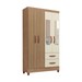 Guarda-Roupa Solteiro Fortaleza 4 Portas 2 Gavetas com Espelho Ripado 3d Canelato/Off White - Atualle Móveis