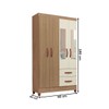 Guarda-Roupa Solteiro Fortaleza 4 Portas 2 Gavetas com Espelho Ripado 3d Canelato/Off White - Atualle Móveis