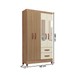 Guarda-Roupa Solteiro Fortaleza 4 Portas 2 Gavetas com Espelho Ripado 3d Canelato/Off White - Atualle Móveis