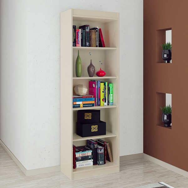 Estante para Livros Sapiranga 4 Prateleiras Off White - Atualle Móveis