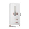 Guarda-Roupa Solteiro Fortaleza 3 Portas 2 Gavetas com Espelho Branco Brilho - Atualle Móveis