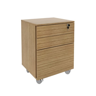 Gaveteiro com Rodízios 3 Gavetas com Chave Me4148 Amêndoa - Tecno Mobili