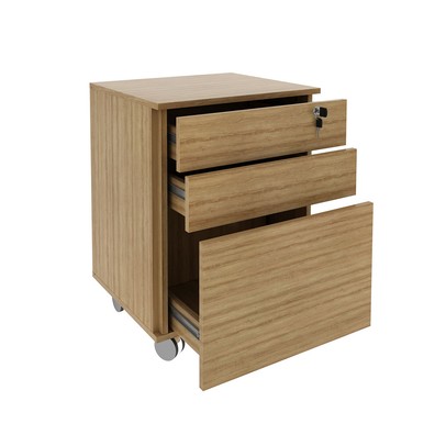 Gaveteiro com Rodízios 3 Gavetas com Chave Me4148 Amêndoa - Tecno Mobili