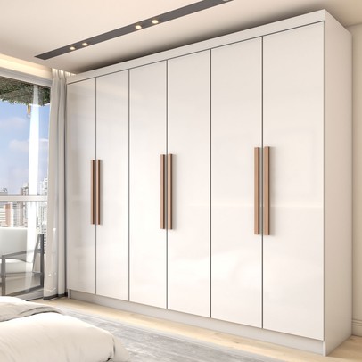 Guarda-Roupa Casal Odisseia 6 Portas 2 Gavetas Branco - Panorama Móveis