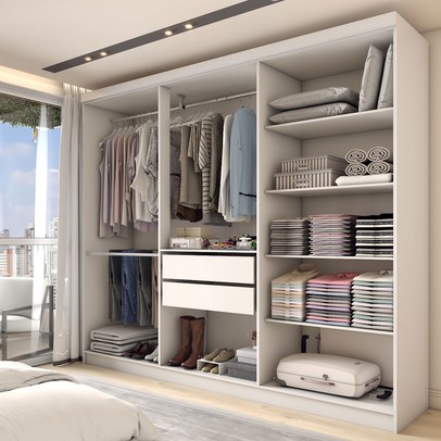 Guarda-Roupa Casal Odisseia 6 Portas 2 Gavetas Branco - Panorama Móveis