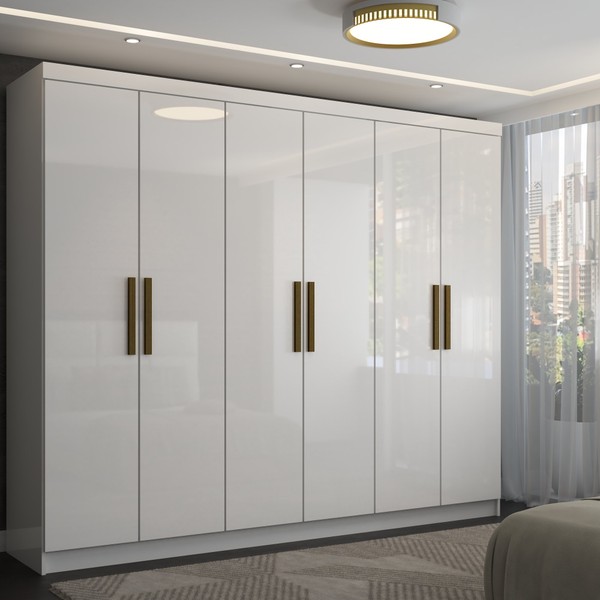 Guarda-Roupa Casal Odisseia 6 Portas 2 Gavetas Branco - Panorama Móveis
