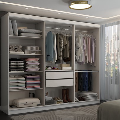 Guarda-Roupa Casal Odisseia 6 Portas 2 Gavetas Branco - Panorama Móveis
