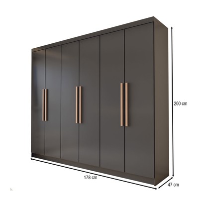 Guarda-Roupa Casal Odisseia 6 Portas 2 Gavetas Preto - Panorama Móveis