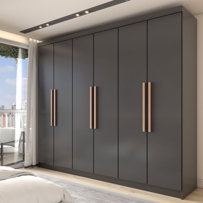 Guarda-Roupa Casal Odisseia 6 Portas 2 Gavetas Preto - Panorama Móveis