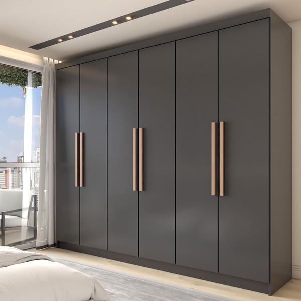 Guarda-Roupa Casal Odisseia 6 Portas 2 Gavetas Preto - Panorama Móveis