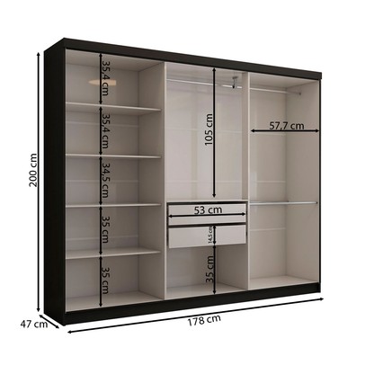 Guarda-Roupa Casal Odisseia 6 Portas 2 Gavetas Preto - Panorama Móveis