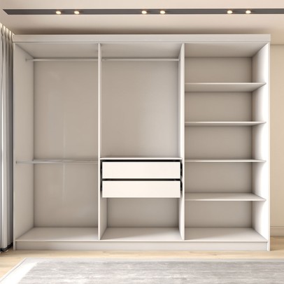 Guarda-Roupa Casal Odisseia 6 Portas 2 Gavetas com Espelho Branco - Panorama Móveis