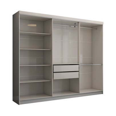 Guarda-Roupa Casal Odisseia 6 Portas 2 Gavetas com Espelho Branco - Panorama Móveis