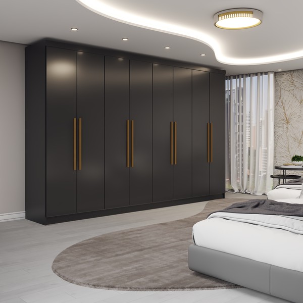 Guarda-Roupa Casal Odisseia 8 Portas 4 Gavetas Preto - Panorama Móveis