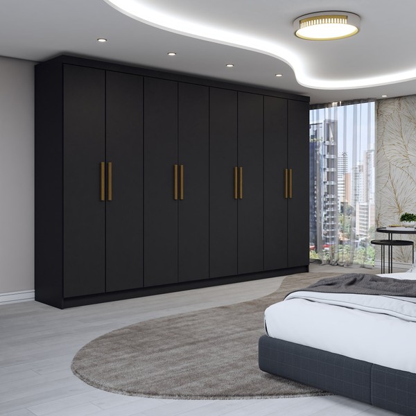 Guarda-Roupa Casal Odisseia 8 Portas 4 Gavetas Preto - Panorama Móveis