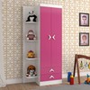 Guarda-Roupa Infantil Trento 2 Portas 2 Gavetas Branco/Rosa Brilho - Atualle Móveis