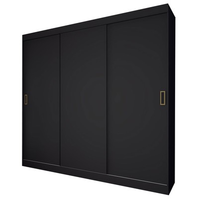 Guarda-Roupa Solteiro Triunfo 3 Portas 2 Gavetas Preto - Panorama Móveis