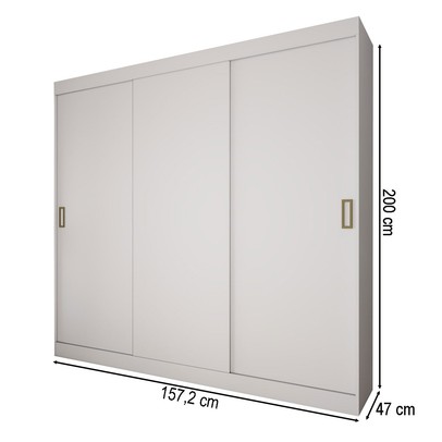 Guarda-Roupa Solteiro Triunfo 3 Portas 2 Gavetas Branco - Panorama Móveis