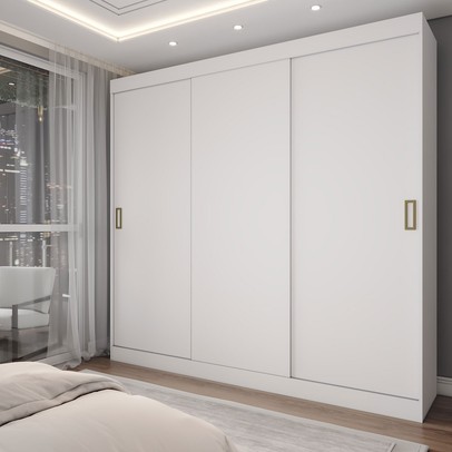 Guarda-Roupa Solteiro Triunfo 3 Portas 2 Gavetas Branco - Panorama Móveis