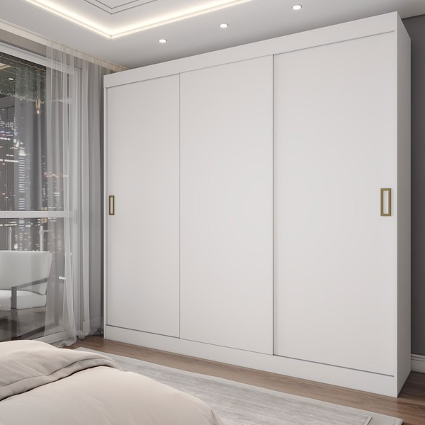 Guarda-Roupa Solteiro Triunfo 3 Portas 2 Gavetas Branco - Panorama Móveis