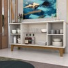 Balcão Buffet Bali 4 Portas 3 Prateleiras com Vidro Ripado Off White/Nature - Panorama Móveis
