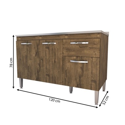 Balcão de Cozinha para Pia Vieira 3 Portas 1 Gaveta Itaúba - Pnr Móveis