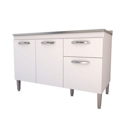 Balcão de Cozinha para Pia Vieira 3 Portas 1 Gaveta Branco - Pnr Móveis
